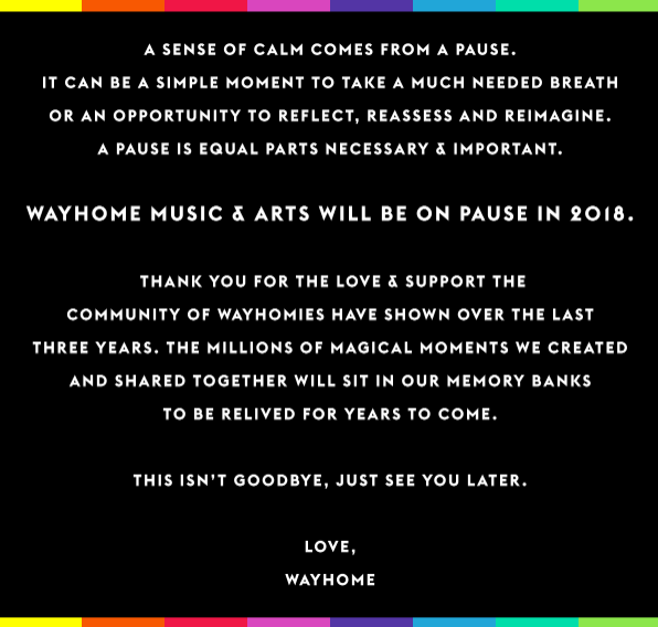 Wayhome Music Festival On Hold for 2018